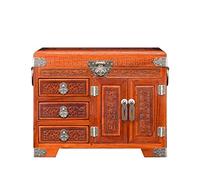 KHYTEBV Boîte à Bijoux en Acajou, boîte à Bijoux en Bois, boîte à trésors, boîte de Rangement pour Boucles d'oreilles, boîte à Bijoux, Organisateur, 29 x 20 x 24 cm
