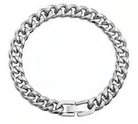 KHYYQUA Homme Gourmette Bracelet en Acier Inoxydable, Chaîne Grosse Maille Argent, Largeur 10mm, Longueur 21cm, Bijoux Punk Hip Hop Lien Cadeau pour Homme Garçon