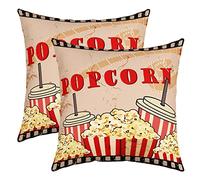 KHYYTTRFD Lot de 2 housses de coussin carrées réversibles pour décoration de cinéma, cinéma maison, cinéma, soirée cinéma, 40,6 x 40,6 cm