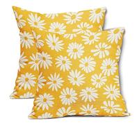 KHYYTTRFD Lot de 2 housses de coussin jaunes avec motif floral et marguerites pour canapé, printemps, été, décoration d'intérieur de style rustique pour chambre, porche, terrasse, canapé, extérieur