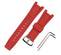 KHZBS Bracelet de rechange en résine pour Casio GST-B100 GST-210 GST-S300 GST-S110 GST-S100 26mm Boucle rouge argentée.