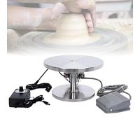 KHZKHC Tour De Potier Électrique, Mini-Tourne-Argile en Acier Inoxydable, Plateau De 20 Cm, avec Pédale, Vitesse Réglable De 0 À 120 TR/Min, Outil Idéal pour Les Écoles, Les Ateliers De Poterie