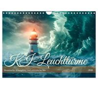KI-Leuchttürme (Wandkalender 2026 DIN A4 quer), CALVENDO Monatskalender: Leuchttürme sind hohe Türme die an gefährlichen Küstenlinien oder in der Nähe ... Navigationshilfe um Kollisionen zu vermeiden.