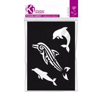 KI-SIGN Pochoir Dauphin 7x10 cm - Adhésif, repositionnable, réutilisable