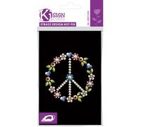 Ki-Sign - Transfert thermocollant clou et strass Peace et love 9x9cm