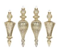 KI Store Boule de Noël en Verre Rosa Argent Mercury à Suspendre - Décoration de Sapin Décorative - Ensemble de 8 Boules et Gouttes en Verre (Or 4)