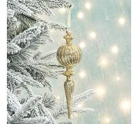KI Store Lot de 4 boules de Noël en verre doré - Décoration pour sapin de Noël