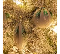 KI Store Lot de 8 boules de Noël en verre blanc et vert - Décoration de Noël