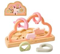 KIAANS Jouets pour Chaise Haute Bébé Multifonction Cube d'Activité Sensoriel avec Boulier Perles à Enfiler et Puzzle Montessori (Peach)