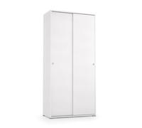 Kiamami Valentina - Armoire Blanche Multi-usages à Double Porte coulissante avec 4 étagères réglables