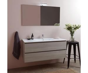 Kiamami Valentina - Armoire de Toilette Murale 120cm Lion Elm avec lavabo Simple et Miroir berlinois