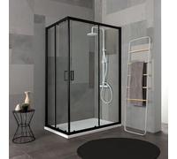 Cabine de douche 80x100 h 190 profilé noir mat verre clair City