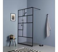 Kiamami Valentina - Cabine de douche à l'italienne 140cm transparente avec cadre noir