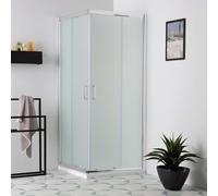 Kiamami Valentina - Cabine de douche carrée 70x70 cm avec ouverture coulissante et verre dépoli | GIADA