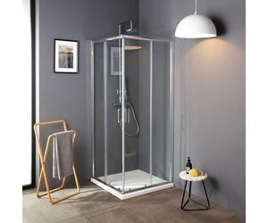 Kiamami Valentina - Cabine de douche coulissante 75x75 cm verre clair d'angle | Luna