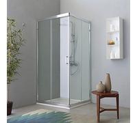 CABINE ANGULAIRE POUR DOUCHE DEUX PORTES COULISSANTES TRANSPARENTE 80x100 PROFIL FLAT