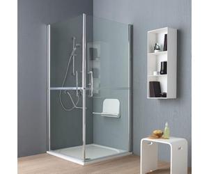 Kiamami Valentina - Cabine de douche pour personnes âgées et handicapées 90x90 avec ouverture battante