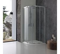 Kiamami Valentina - Cabine de douche semi-circulaire 80x80 cm verre clair et profils chromés | GIADA
