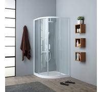 Kiamami Valentina - Cabine de douche semi-circulaire avec profilés blancs 80x80 cm | Venere