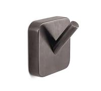 Kiamami Valentina - Cintre salle de bain 2 pièces gun metal, fixation avec vis ou double face, acier inoxydable et cromall, taille compacte, ligne Tahiti