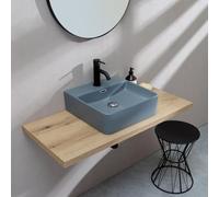 Kiamami Valentina Lavabo de Meuble carré en céramique Bleu-Gris