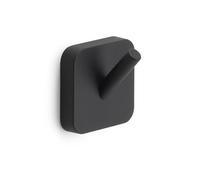 Kiamami Valentina - Lot de 2 cintres de salle de bain noir mat pour mur, fixation par vis ou double face, acier inoxydable et cromall, Tahiti