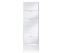 Kiamami Valentina - Meuble à Chaussures Gain de Place Simple 5 Portes Blanc