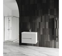 Kiamami Valentina - Meuble avec lavabo 80cm Blanc Mat canné Cortina