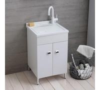 Kiamami Valentina - Meuble bac a laver 50cm blanc avec plan de lavage amovible | Pratico