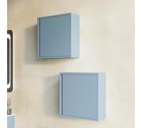 Kiamami Valentina - Meuble de Salle de Bain Suspendu en Forme de Cube de 39 cm avec Porte Mate Bleu Ciel | Monaco