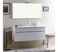 Kiamami Valentina Meuble de Salle de Bains Moderne Blanc avec lavabo de 120 cm et Miroir | Sole