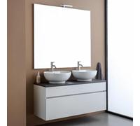 Kiamami Valentina - Meuble de Salle de Bains sous lavabo 120cm Blanc avec Dessus Anthracite, miroir120x110 | Sole