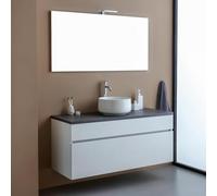 Kiamami Valentina Meuble de Salle de Bains Suspendu 120cm Blanc avec Dessus Anthracite et Miroir 120x60 | Sole