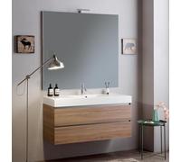Kiamami Valentina Meuble de Salle de Bains Suspendu 120cm en chêne Naturel avec lavabo en résine et Miroir 120x110 | Vittoria
