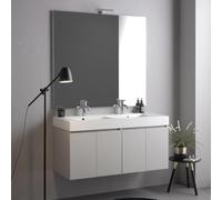 Kiamami Valentina Meuble de Salle de Bains Suspendu 120cm Gris Perle avec Double lavabo et Miroir 120x110 | Vittoria
