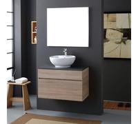Kiamami Valentina Meuble de Salle de Bains Suspendu de 80cm avec Plateau Anthracite et Miroir | Sole
