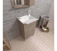 Kiamami Valentina - Meuble évier 45cm chêne naturel avec bac et planche à laver | Pratico