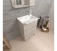 Kiamami Valentina - Meuble-évier 50cm chêne gris avec planche à laver amovible | Pratico