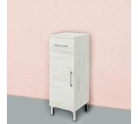 Kiamami Valentina - Meuble sur Pied H88cm avec Porte en chêne Blanc et tiroirs avec poignées chromées Rimini