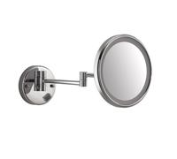 Kiamami Valentina - Miroir grossissant Mural Rond 5X avec LED, Fixation à vis, lumière intégrée, Acier Inoxydable et Verre, Finition chromée
