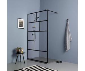 Kiamami Valentina - Mur d'accès en verre transparent de 120 cm avec cadre noir