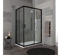 Kiamami Valentina Paroi de Douche 80x120 Profil Noir Mat Verre Clair | City