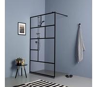 Kiamami Valentina Paroi de Douche à l'italienne avec Verre Transparent et Cadre Noir 110cm