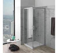 Kiamami Valentina Paroi de Douche carrée 80x80 avec profilés Blancs et possibilité de réglage | Venere