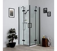 Kiamami Valentina Paroi de Douche Noire sans profilés 80x80 Verre Clair 6mm | London