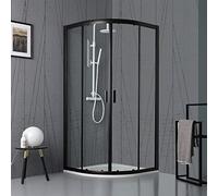 Kiamami Valentina Paroi de Douche Semi-Circulaire Verre Clair et profilé Noir Mat | City