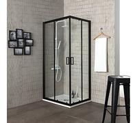 Kiamami Valentina Paroi de Douche Transparente avec profilé Noir Mat 80x80x190 cm | City