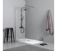 Kiamami Valentina Paroi de douche walk-in 120 x 190 cm en verre trempé transparent, installation réversible, adaptable aux receveurs de douche traditionnels et ultra fins