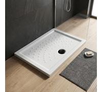 Kiamami Valentina Receveur de douche en céramique blanche 100 x 80 cm h6 cm | Malte