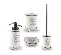 Kiamami Valentina - Set 4 PIÈCES D'ACCESSOIRES DE Salle DE Bains Shabby en CÉRAMIQUE DÉCORÉE | Amelia